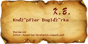 Knöpfler Boglárka névjegykártya